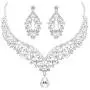 Hapibuy Crystal Bridal Wedding Necklace and Earrings Jewelry Set For Women and Brides Hapibuy Crystal Bridal Wedding Necklace and Earrings Jewelry Set For Women and Brides