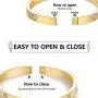 MDRONEY Oval Love Bracelet Bangle Friendship Jewelry Gifts for Women Teen Girls Stainless Steel Hinged Bracelet with Cubic Zirconia Stones Present for Her Friends, Gold, Rose Gold and Silver Available