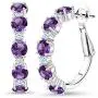 Gem Stone King 2.74 Ct Round Purple Amethyst 925 Sterling Silver Hoop Earrings Gem Stone King 2.74 Ct Round Purple Amethyst 925 Sterling Silver Hoop Earrings