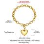 GoldChic Jewelry Personalized Stainless Steel 26 Initial Heart Charm Bracelet Adjustable for Women/Girls,Cable Link Letters Alphabet Mother Daughter Bracelets - (Other Charms Can be Added)