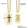 MEALGUET Joshua 1:9 Necklace, Stainless Steel Dogtag and Cross Pendant Christian Gifts,Be Strong and Courageous Engraved Bible Verse Necklace,Baptism Gift, Confirmation Bible Verse Jewelry for Men