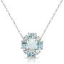 Sterling Silver Simulated or Genuine Gemstones Oval Necklace with White Topaz Accents