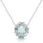 Sterling Silver Simulated or Genuine Gemstones Oval Necklace with White Topaz Accents Sterling Silver Simulated or Genuine Gemstones Oval Necklace with White Topaz Accents