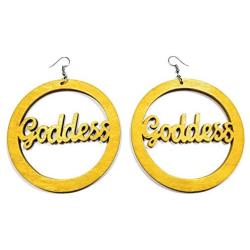 Teris Boutique Goddess Queen Wood Engraved Encircled Round Pop Multi Color Fashion Jewelry Dangle Earrings