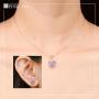 ATELIER PINKCITY Pink Amethyst Necklace and Stud Earring Set 925 Sterling Silver 18K Rose Gold Plated 16 Inches with 2'' Extension Gemstone Birthstone Sets for Women
