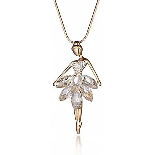Kalapure Ballet Girls Necklace 18K Gold Palted Crystal Zirconia Ballerina Dancing Necklace for Womens Kids Kalapure Ballet Girls Necklace 18K Gold Palted Crystal Zirconia Ballerina Dancing Necklace for Womens Kids