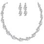 FAMARINE Silver Bridal Jewelry Set, Clear Crystal Wedding Drop Earringsnd Necklace for Bride Bridesmaid