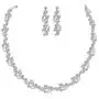 FAMARINE Silver Bridal Jewelry Set, Clear Crystal Wedding Drop Earringsnd Necklace for Bride Bridesmaid