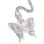KMASAL Iced Out Chain 18K Gold Plated Fully Zirconia Simulated Diamond Butterfly Hip Hop Pendent Necklace for Men Women