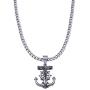 Double Rainbow Jewelry C08S-P37S Mens Stainless Steel Silver Anchor Jesus Cross Cuban Necklace Chain Link