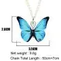 WEVENI Acrylic Blue Morpho Butterfly Necklace Insect Pendant Spring Summer Jewelry Novelty Gifts for Women Girls Ladies