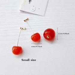 ONEYIM 3D Red Cherry Drop Earrings Cute Fruit Gold Dangle Earrings Charm Jewelry Gift Earrings for Women Girls