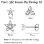 Sterling Silver Stud Earrings for Women Men, 3 Pairs Flower Cubic Zirconia Stud Earrings Set | Small Cartilage CZ Hypoallergenic Tragus Piercing Earrings for Girls Teens 3mm 4mm 5mm
