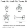 Sterling Silver Stud Earrings for Women Men, 3 Pairs Flower Cubic Zirconia Stud Earrings Set | Small Cartilage CZ Hypoallergenic Tragus Piercing Earrings for Girls Teens 3mm 4mm 5mm