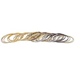 LUX ACCESSORIES Mixed Metal Textured Multiple Aztec Bangle Set