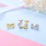 925 Silver Cute Pig/Panda Bear/Dog/Cat Earrings Stud Solid Sterling Jewelry'' Kiss me Hug Me'' 3D Kitten Earring