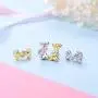 925 Silver Cute Pig/Panda Bear/Dog/Cat Earrings Stud Solid Sterling Jewelry'' Kiss me Hug Me'' 3D Kitten Earring