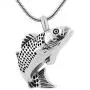 DESIGNSCAPE3D Cremation Jewelry for Ashes Stainless Steel Fish Shaped Urn Necklace for Ashes Keepsake Memorial Pendant Ashes Necklace with 20'' Chain + Gift Box + Filling Kit