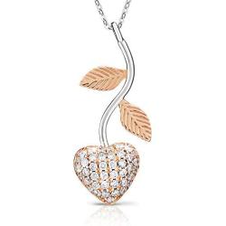 Sash & Soph Unique Rose Gold Heart Necklace for Women, 925 Sterling Silver Jewelry Gift for Her, Cubic Zirconia Heart Necklace for Girlfriend