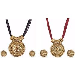 Efulgenz Indian Ethnic Bollywood Designer Necklace and Earrings Jewelry Set in Antique 18K Gold Tone for Women and Girls
