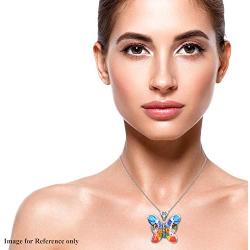 Shop LC Butterfly Flower Pendant Murano Millefiori Glass Chain Fashion Necklace Stainless Steel Jewelry for Women Unique Gifts (Multi Color/Green)