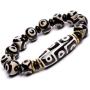 ZenBless Natural BlackWhite Tibetan 9 Eye Dzi Beads Bracelet Fengshui Amulet Bangle Attract Positive Energy and Good Luck
