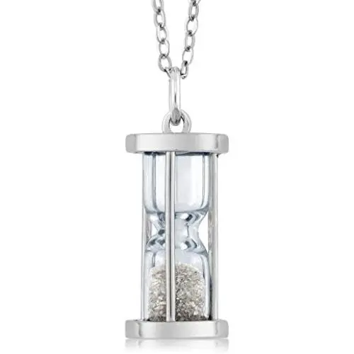 Gem Stone King 925 Sterling Silver Genuine Diamond Dust Hourglass Pendant Necklace (0.50 Ct, With 18 Inch Chain) Gem Stone King 925 Sterling Silver Genuine Diamond Dust Hourglass Pendant Necklace (0.50 Ct, With 18 Inch Chain)