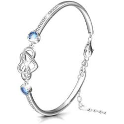 AOBOCO 925 Sterling Silver Infinity Endless Love Bracelet - I Love You Forever Series Adjustable 6-8 in Bracelet with Crystals from Austria Jewelry Gift for Women Girls