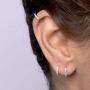 3 Pairs Silver Hoops Earrings for Women Girls, Hypoallergenic Cubic Zirconia Small Cartilage Huggie Earring Set(8/10/12mm)