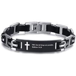MPRAINBOW Scripture Quote Bracelet Christian Religous Cross Jesus Jewelry Faith,Christian Bible Verse Inspiring Cuff Bracelets for Men