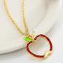 PANGRUI Lovely Crystal Fresh Red Apple Pendant Necklace,Christmas Eve Gift