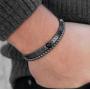 MOOSU Hand-Woven UFO Bracelet 4mm Copper Bead Bracelet Two-Piece Set Accessories
