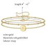 MONOZO Gold Initial Bracelets for Women, Dainty 14K Gold Filled Layered Letter Initial Bracelet Personalized 26 Alphabet Disc Monogram Charm Bracelet Jewelry Gifts for Girls