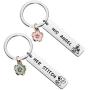 CYTING Her Stitch His Angel Keychain Set With Hibiscus Flower Charm Hawaiian Jewelry Gift For Couples Family Best Friends