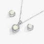 Mints Opal Jewelry Set Sterling Silver Heart Pendant Necklace Stud Earrings October Birthstone Gemstone Jewelry for Women