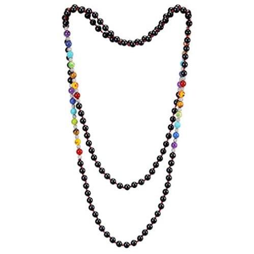 Cat Eye Jewels 6mm 8mm 48 59 Inch Long Beaded Multi Layered Mala Bead Strand Necklace for Women Men Girls