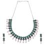 Efulgenz Boho Vintage Antique Ethnic Gypsy Indian Oxidized Silver Crystal Cubic Zirconia Bridal Necklace Earrings Jewelry Set