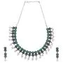 Efulgenz Boho Vintage Antique Ethnic Gypsy Indian Oxidized Silver Crystal Cubic Zirconia Bridal Necklace Earrings Jewelry Set