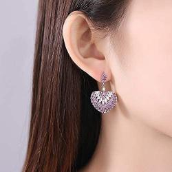 mecresh Flower Teardrop Bridal Wedding Dangle CZ Earrings in Silver/Gold Tone for Women Girl Bride Gift …