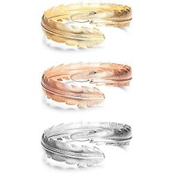 Finrezio 3Pcs Upper Arm Bracelet Cuff Bangle Bracelet Open Armlet Swirl Leaf Armband Jewelry Set