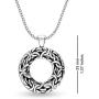 Charmsy Sterling Silver Jewelry Byzantine Open-Space Circle Pendant with Cable Chain for Women 35 MM