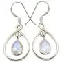 SilverStarJewel Solid Sterling Silver 6 x 9 mm Rainbow Moonstone Earrings 3.6 cm New Art