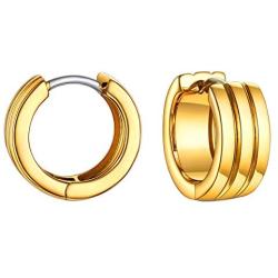U7 Tiny Gold Hoop Earrings,Dainty Huggie Wrap Sleeper Earrings with Sterling Silver Post,Small Chunky Hoops Earrings for Women Teen Girls