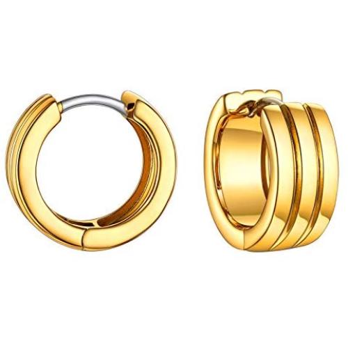 U7 Tiny Gold Hoop Earrings,Dainty Huggie Wrap Sleeper Earrings with Sterling Silver Post,Small Chunky Hoops Earrings for Women Teen Girls