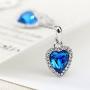 NEOGLORY Blue Heart Crystal Drop Earrings Rhinestone Platinum Plated Fashion 2019