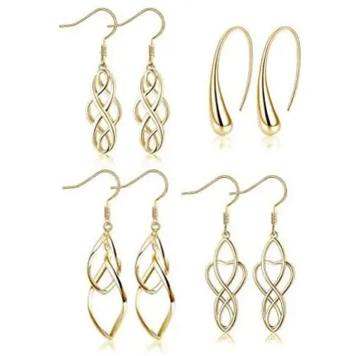 LOYALLOOK 4 Pairs Women Celtic Knot Dangle Earrings Fashion Filigree Teardrop Drop Earring Set,Teardrop Back Earrings Hoop Earrings for Party, Meeting, Dating, Wedding, Daily Wear LOYALLOOK 4 Pairs Women Celtic Knot Dangle Earrings Fashion Filigree Teardrop Drop Earring Set,Teardrop Back Earrings Hoop Earrings for Party, Meeting, Dating, Wedding, Daily Wear