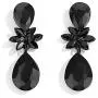 mecresh Vintage Floral Teardrop Butterfly Wing Black Austrian Crystal Drop Dangle Earrings for Women Bride Gift