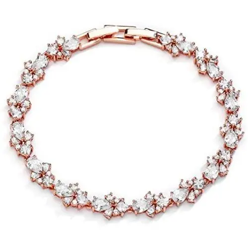 Mariell CZ Wedding Bridal & Prom Tennis Bracelet for Women, 14K Rose Gold Plating, 7'' Plus ¼ Extender Mariell CZ Wedding Bridal & Prom Tennis Bracelet for Women, 14K Rose Gold Plating, 7'' Plus ¼ Extender