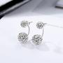BEAUTY Crystal Ball Earring 925 Sterling Silver Rhinestone Double Ball Earring Jewelry For Women
