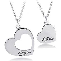KUIYAI Sister Necklace for 2 Big Sister Little Sister Heart Pendant Necklace